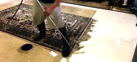 Rug Fringe Cleaning Process